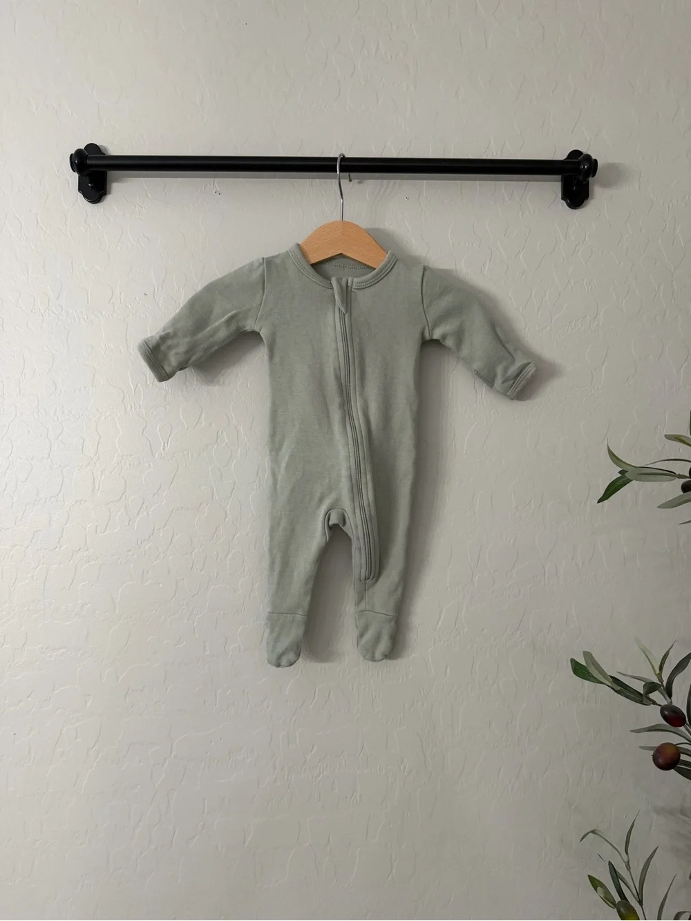 100% Organic Cotton Sage Baby Zipper Footie Pajama